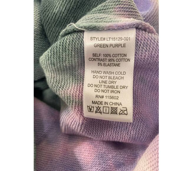 All In Favor Crop Crew Neck Sweatshirt Sz Medium Green & Purple Tie Dye NWT - Picture 7 of 7